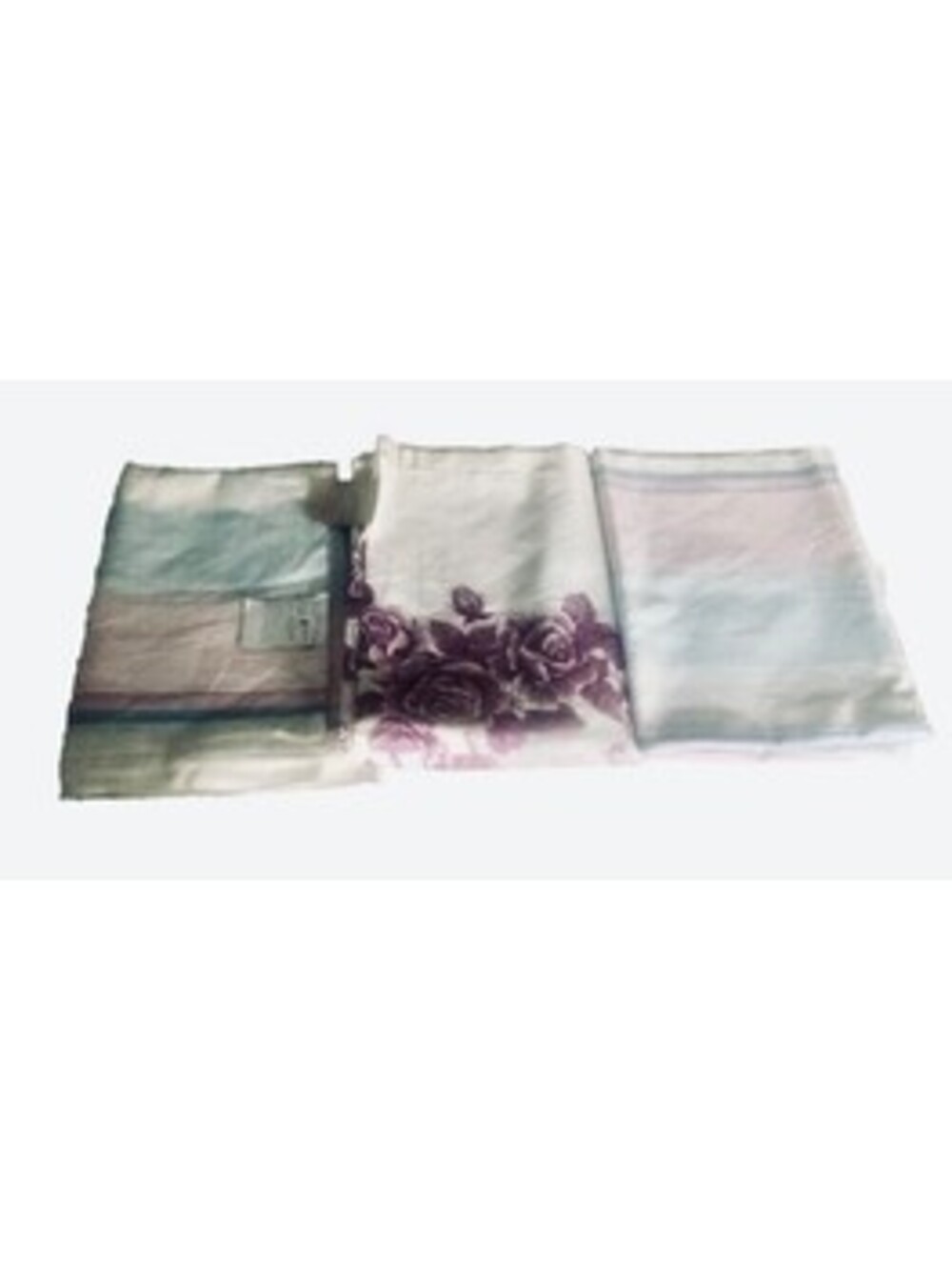 Vintage Rare Soviet Union Linen Flat Sheet White/Pink/Blue Striped 3pcs Set NWT